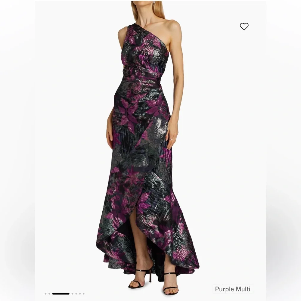 Rickie Freeman for Teri Jon Floral One-Shoulder Evening Dress - Picture 1 of 16